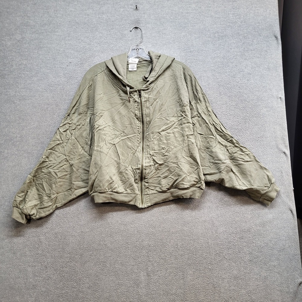 PINK Victoria's Secret Women Sweatshirt Large Green‎ Colorblock Hoodie Full Zip